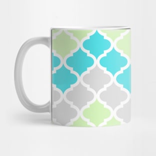 Quatrefoil Chevron Grey Mint Turquoise Blue Mug